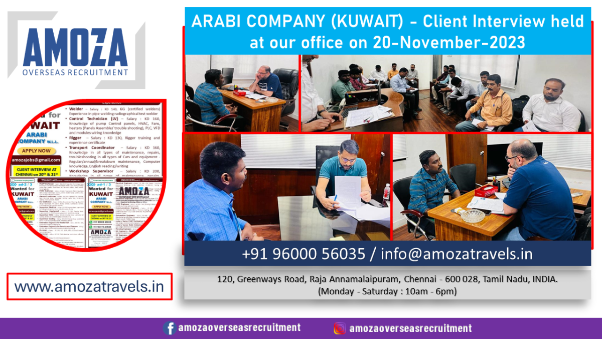 ARABI COMPANY (KUWAIT) - Client Interview held at our office on 20-November-2023