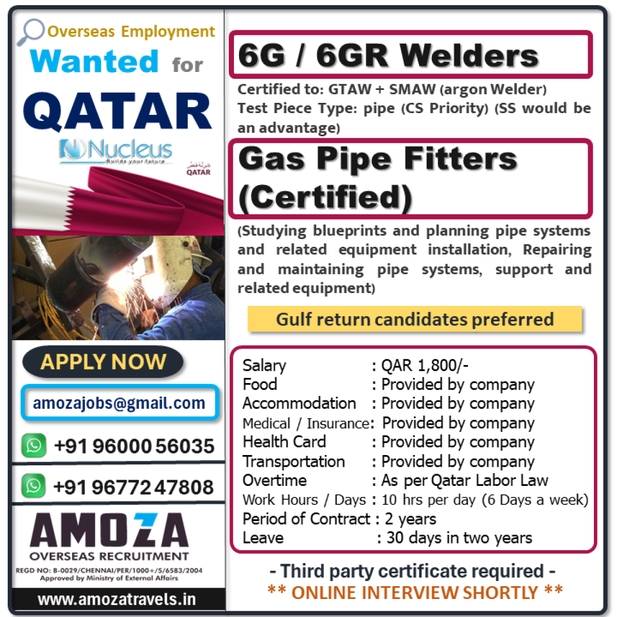 Gas Pipe Fitters