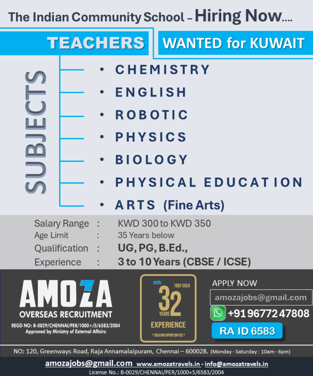 TEACHERS (The Indian Community School – Hiring Now…. )