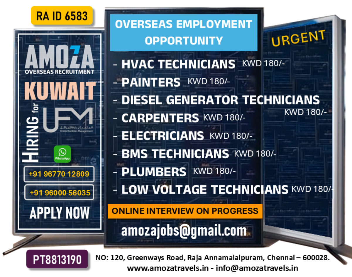 WANTED for a leading Facility Management Company in Kuwait