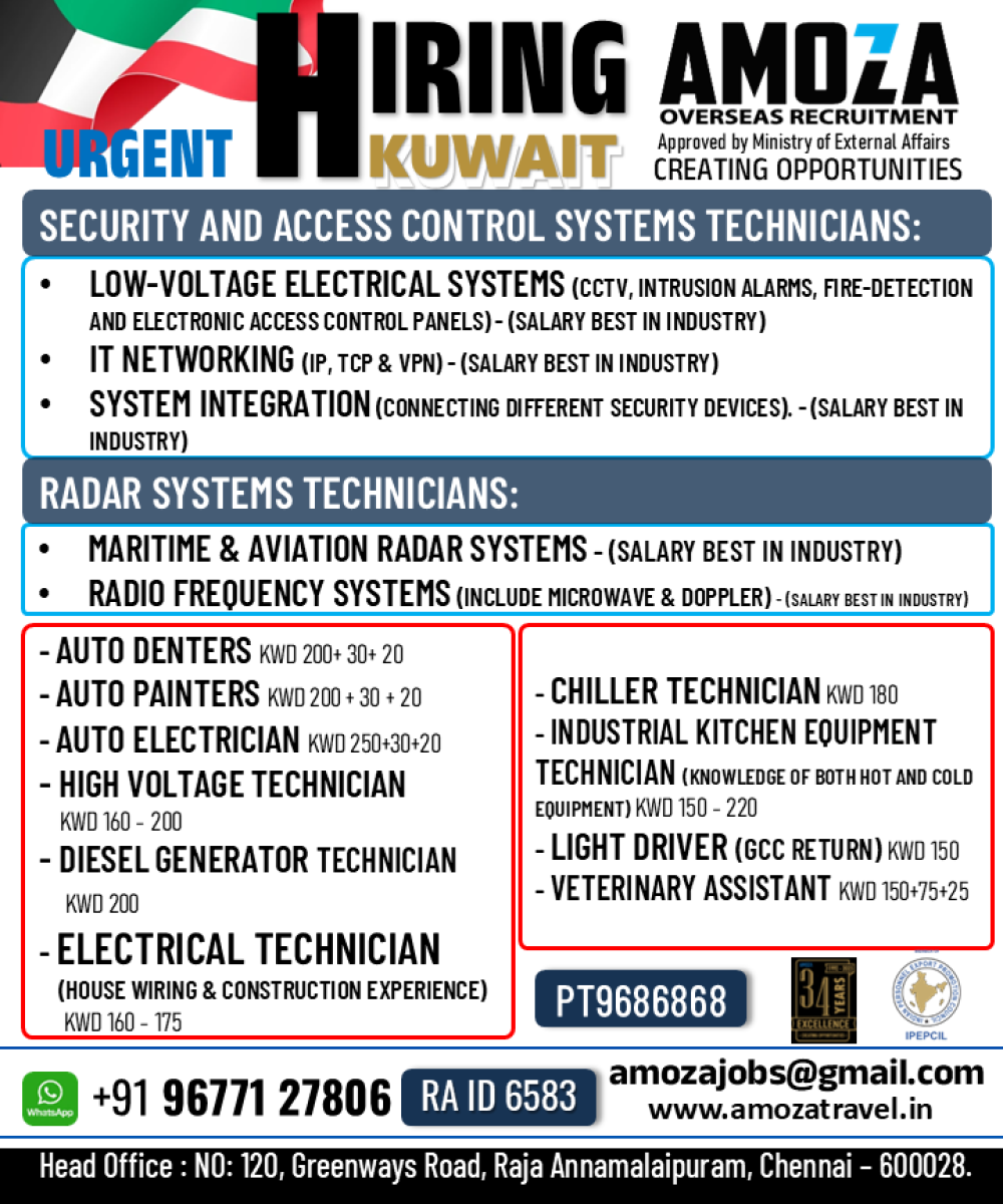 KUWAIT JOB VACANCIES – URGENT HIRING